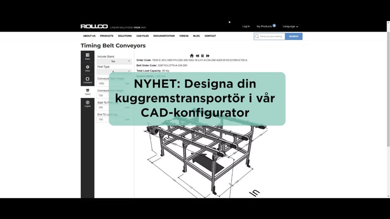 Rollco presenterar ny CAD-konfigurator för kuggremstransportörer