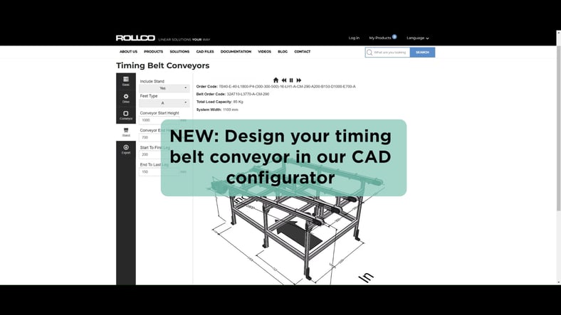 Rollco presents new CAD configurator for timing belt conveyors